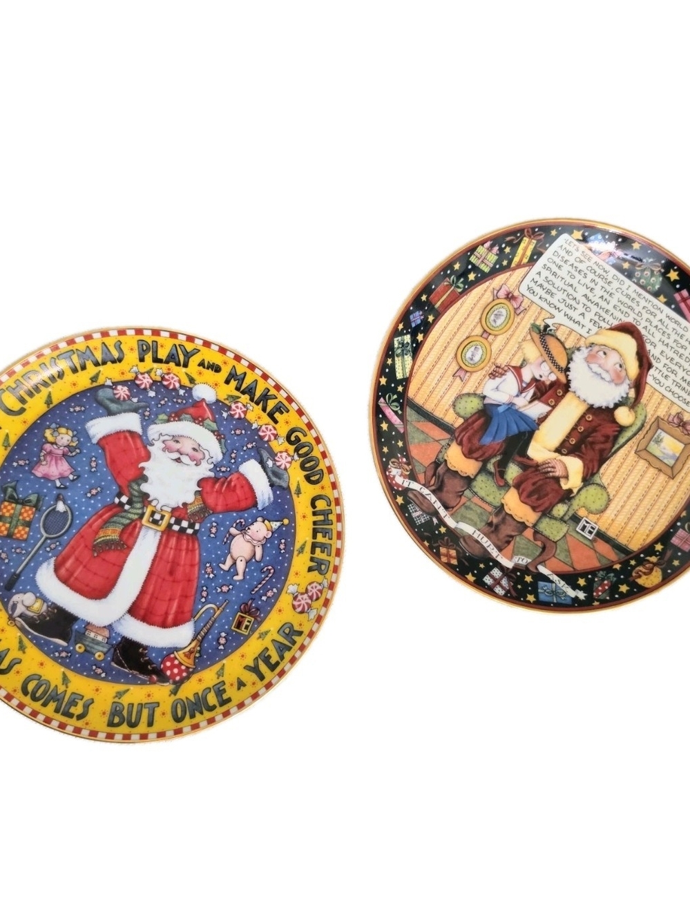 Mary Engelbreit Christmas Wall Plates Ask Once A Year 1994 Danbury Mint
